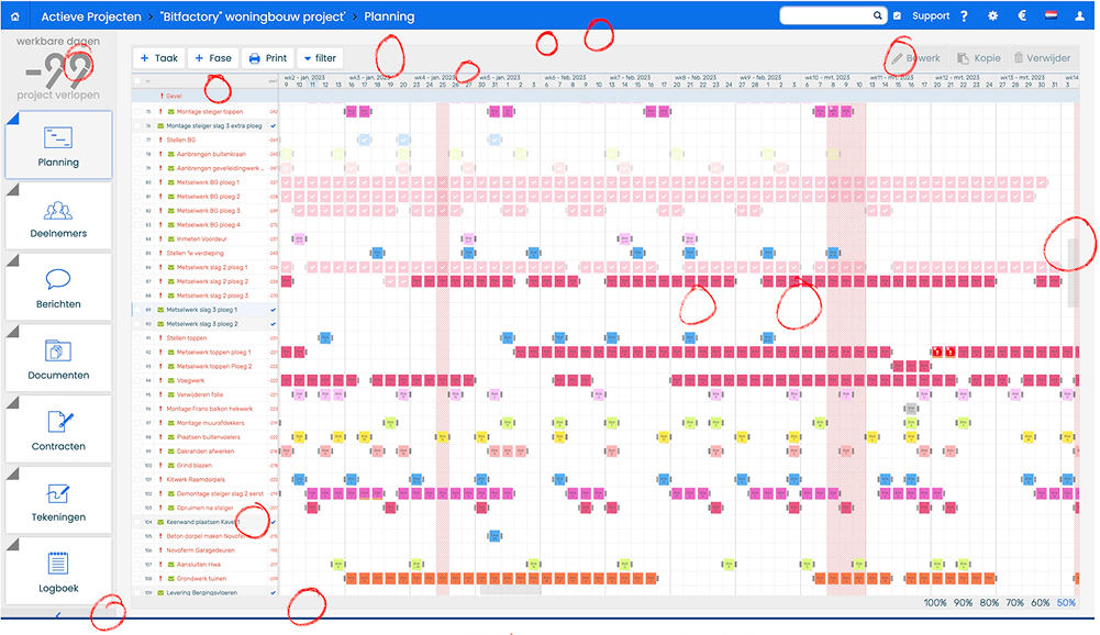 Every tint used to frame and separate the UI, marked up over the planning screen