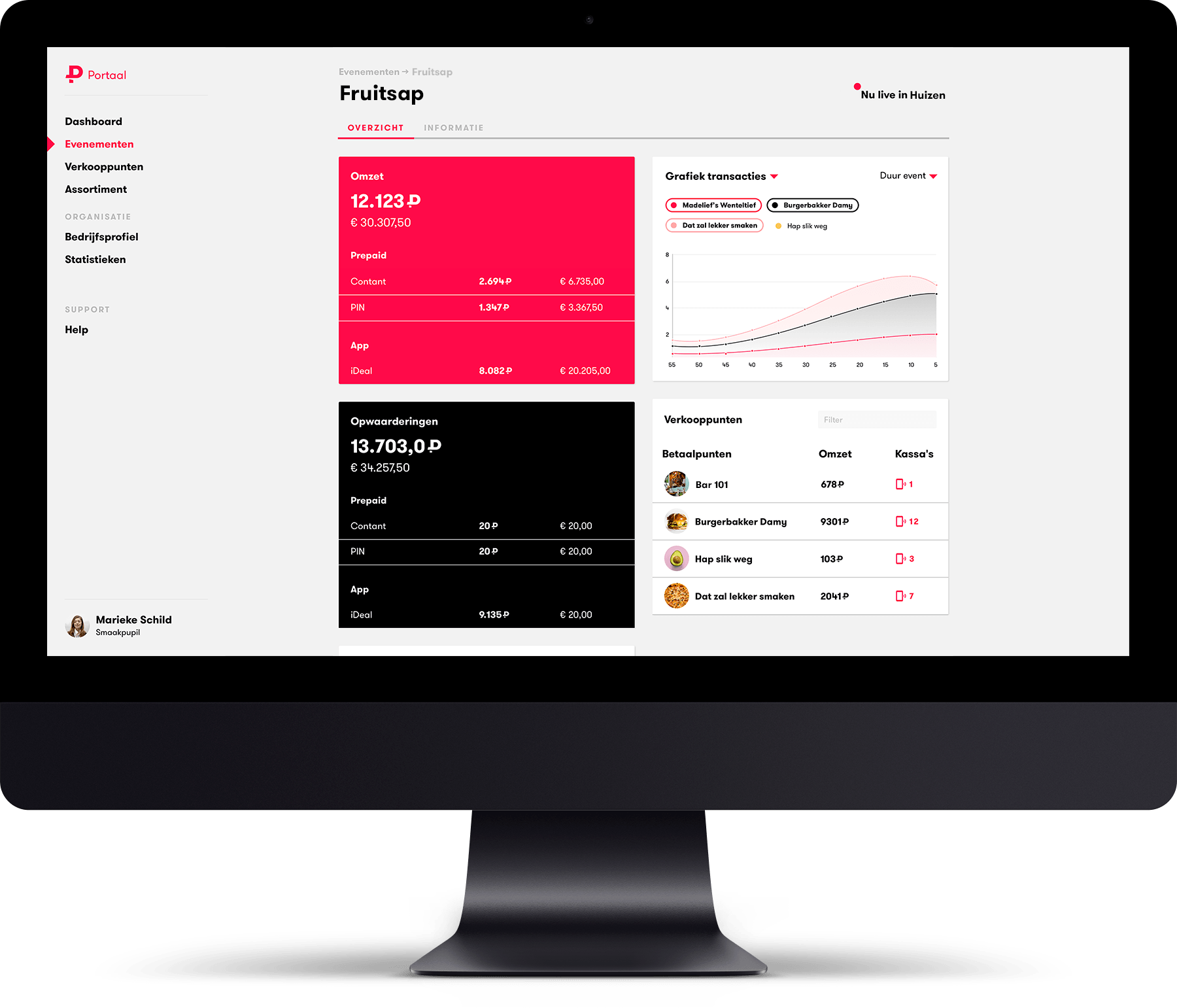 The organiser portal: revenue, top-ups and every point of sale